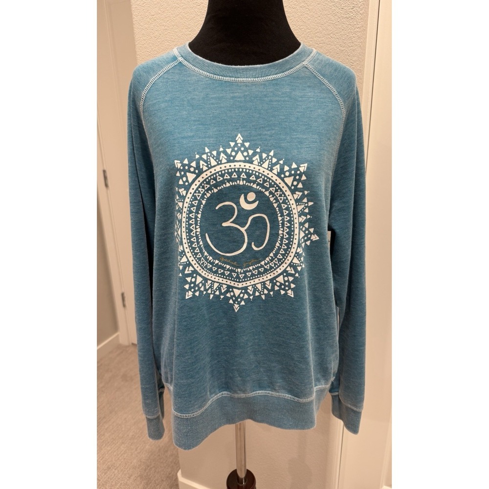 NWT SPIRITUAL GANGSTER Teal Green Peace Love & Yoga Om Mandala Sweatshirt Sz L